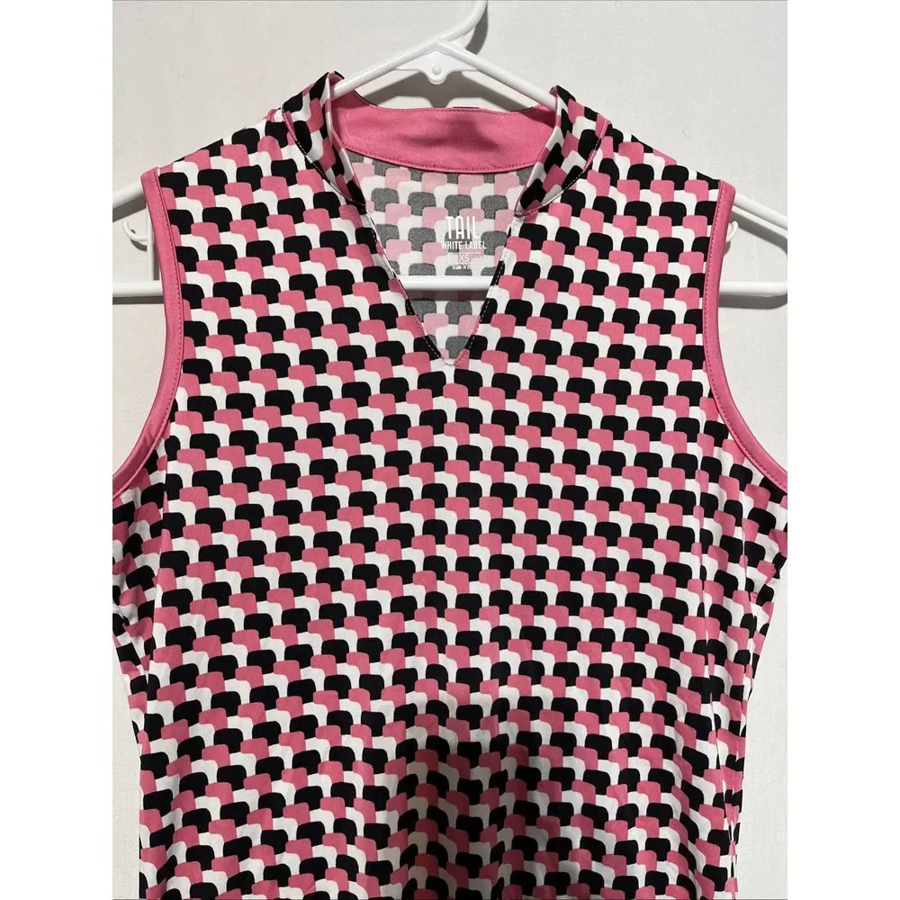 Tail White‎ Label Women XS Multi Stacked Cubes Stretch Novelty Neck Tank